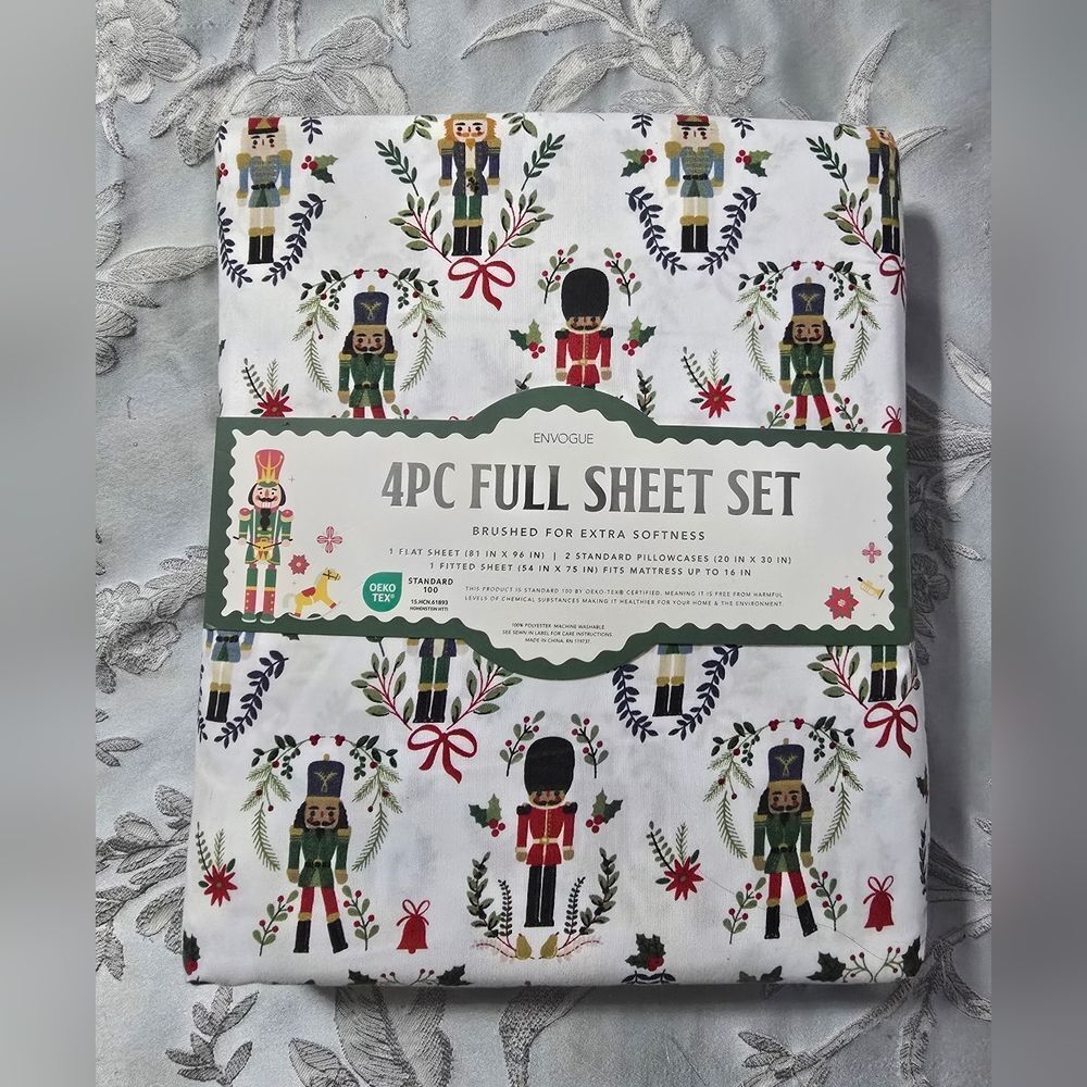 Envogue Full Size NUTCRACKER Sheet Set - Christmas Holiday 4-pc set, New